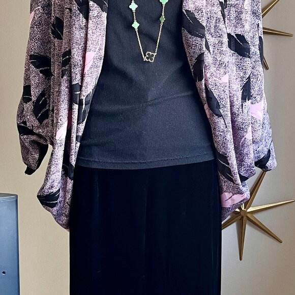 Vintage Black and Pink leaf Cocoon Cardigan - Picture 10 of 10